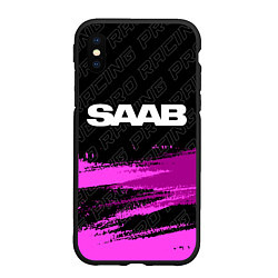 Чехол iPhone XS Max матовый Saab pro racing: символ сверху