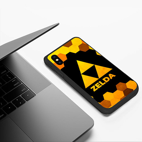 Чехол iPhone XS Max матовый Zelda - gold gradient / 3D-Черный – фото 3