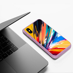 Чехол iPhone XS Max матовый Красочные пульсации, цвет: 3D-сиреневый — фото 2