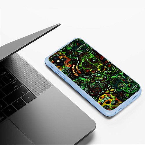 Чехол iPhone XS Max матовый Мексиканские призраки / 3D-Голубой – фото 3