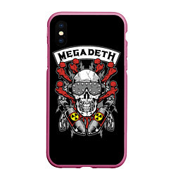 Чехол iPhone XS Max матовый Megadeth - ядерный череп, цвет: 3D-малиновый