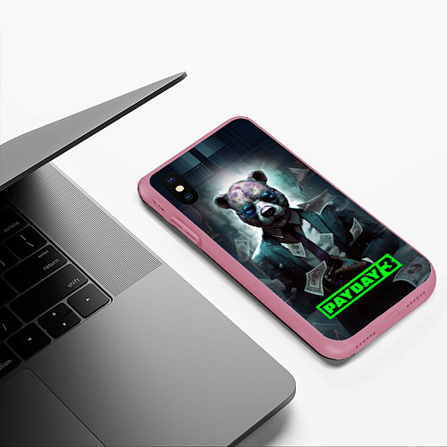 Чехол iPhone XS Max матовый Payday 3 bear / 3D-Малиновый – фото 3