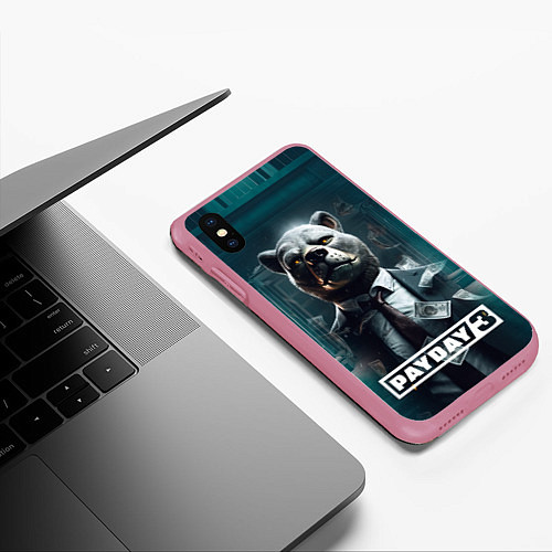 Чехол iPhone XS Max матовый Payday 3 bear / 3D-Малиновый – фото 3