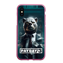 Чехол iPhone XS Max матовый Payday 3 bear, цвет: 3D-малиновый