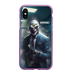 Чехол iPhone XS Max матовый Payday 3 mask, цвет: 3D-фиолетовый