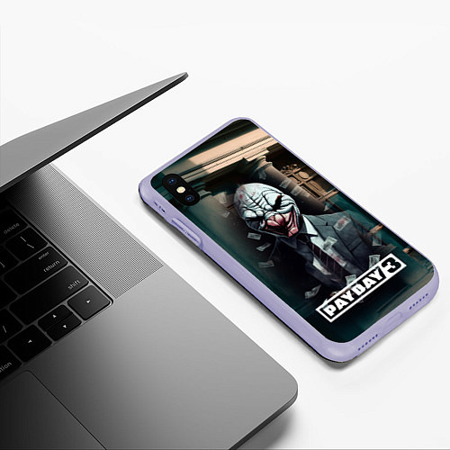 Чехол iPhone XS Max матовый Payday 3 mask / 3D-Светло-сиреневый – фото 3