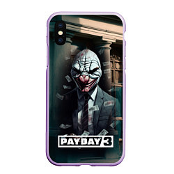 Чехол iPhone XS Max матовый Payday 3 mask, цвет: 3D-сиреневый