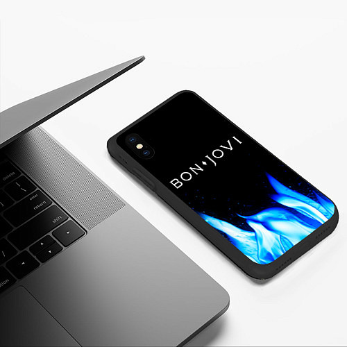 Чехол iPhone XS Max матовый Bon Jovi blue fire / 3D-Черный – фото 3