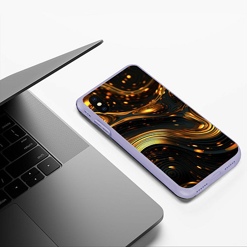 Чехол iPhone XS Max матовый Жидкое золото / 3D-Светло-сиреневый – фото 3