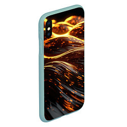 Чехол iPhone XS Max матовый Золотые волны, цвет: 3D-мятный — фото 2