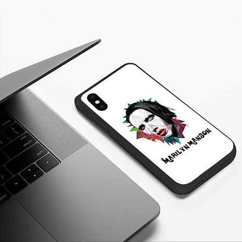 Чехол iPhone XS Max матовый Marilyn Manson art / 3D-Черный – фото 3