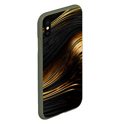 Чехол iPhone XS Max матовый Black gold waves, цвет: 3D-темно-зеленый — фото 2