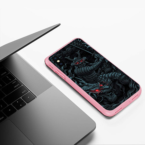 Чехол iPhone XS Max матовый Samurai and dragon / 3D-Баблгам – фото 3