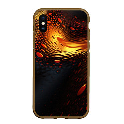 Чехол iPhone XS Max матовый Золотые волнистые линии, цвет: 3D-коричневый