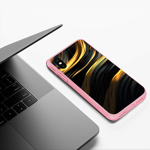 Чехол iPhone XS Max матовый Золотистые волны / 3D-Баблгам – фото 3