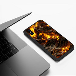 Чехол iPhone XS Max матовый Золотистая текстура, цвет: 3D-черный — фото 2