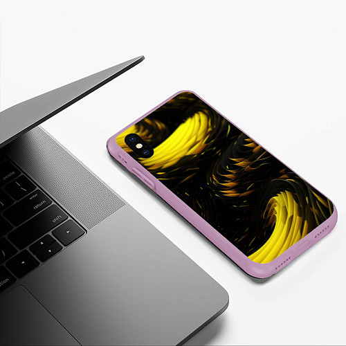 Чехол iPhone XS Max матовый Gold black / 3D-Сиреневый – фото 3