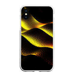 Чехол iPhone XS Max матовый Золотистые линии, цвет: 3D-белый