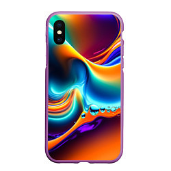 Чехол iPhone XS Max матовый Радужные линии абстракция, цвет: 3D-фиолетовый