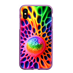 Чехол iPhone XS Max матовый Паутина абстракция, цвет: 3D-фиолетовый