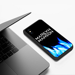 Чехол iPhone XS Max матовый Marilyn Manson blue fire, цвет: 3D-черный — фото 2