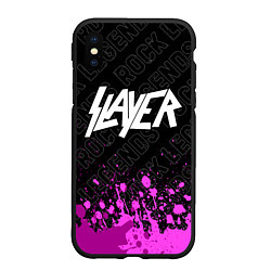 Чехол iPhone XS Max матовый Slayer rock legends: символ сверху, цвет: 3D-черный