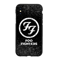 Чехол iPhone XS Max матовый Foo Fighters с потертостями на темном фоне, цвет: 3D-черный