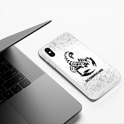 Чехол iPhone XS Max матовый Scorpions с потертостями на светлом фоне, цвет: 3D-белый — фото 2