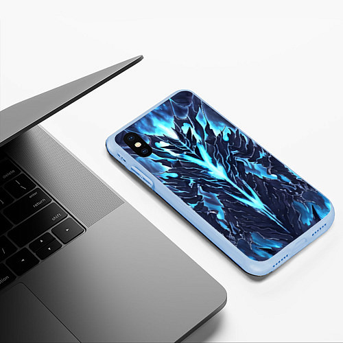 Чехол iPhone XS Max матовый Голубой разлом / 3D-Голубой – фото 3