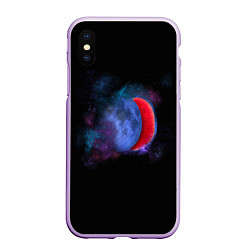 Чехол iPhone XS Max матовый Космический арбуз-луна, цвет: 3D-сиреневый