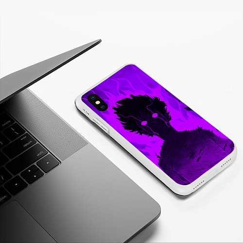 Чехол iPhone XS Max матовый Mob Psycho Rage / 3D-Белый – фото 3