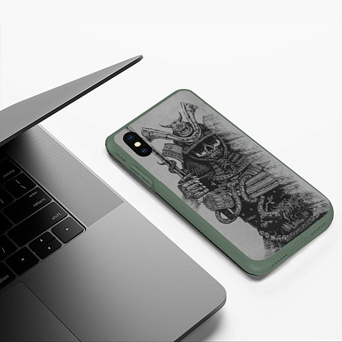 Чехол iPhone XS Max матовый Призрак Самурай / 3D-Темно-зеленый – фото 3