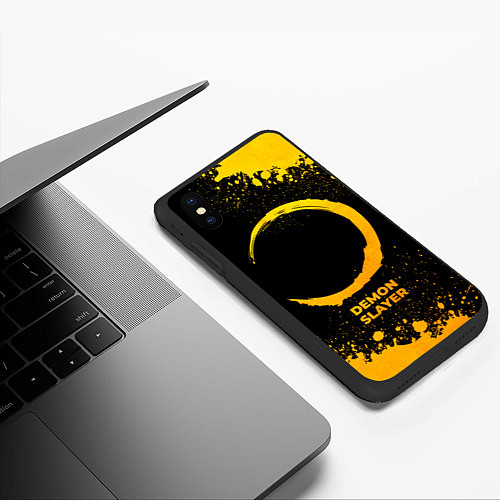 Чехол iPhone XS Max матовый Demon Slayer - gold gradient / 3D-Черный – фото 3