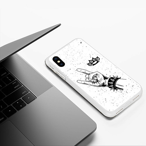 Чехол iPhone XS Max матовый Five Finger Death Punch и рок символ / 3D-Белый – фото 3