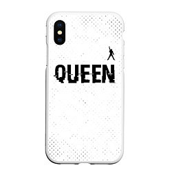 Чехол iPhone XS Max матовый Queen glitch на светлом фоне: символ сверху, цвет: 3D-белый