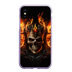 Чехол iPhone XS Max матовый Лучший огненный череп, цвет: 3D-светло-сиреневый