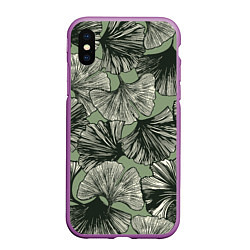 Чехол iPhone XS Max матовый Big leaves, цвет: 3D-фиолетовый