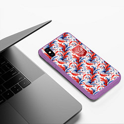 Чехол iPhone XS Max матовый Красный герб России, цвет: 3D-фиолетовый — фото 2