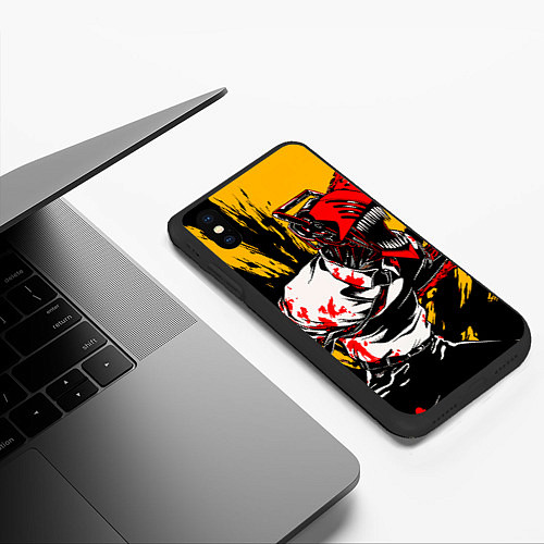 Чехол iPhone XS Max матовый Человек бензопила chainsaw man / 3D-Черный – фото 3