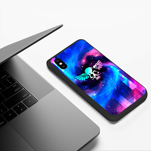 Чехол iPhone XS Max матовый Nazareth неоновый космос / 3D-Черный – фото 3