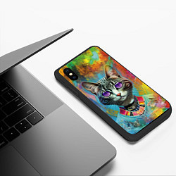 Чехол iPhone XS Max матовый Cat fashionista - neural network, цвет: 3D-черный — фото 2