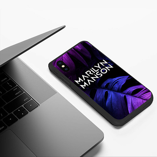 Чехол iPhone XS Max матовый Marilyn Manson neon monstera / 3D-Черный – фото 3