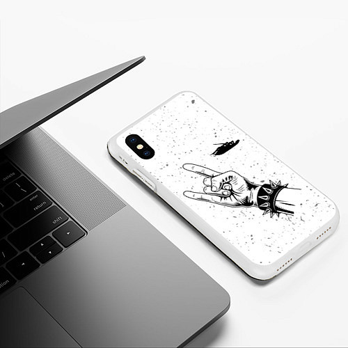Чехол iPhone XS Max матовый Papa Roach и рок символ / 3D-Белый – фото 3