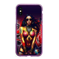Чехол iPhone XS Max матовый Девушка панк, цвет: 3D-фиолетовый