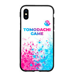 Чехол iPhone XS Max матовый Tomodachi Game neon gradient style: символ сверху, цвет: 3D-черный