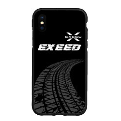 Чехол iPhone XS Max матовый Exeed speed на темном фоне со следами шин: символ