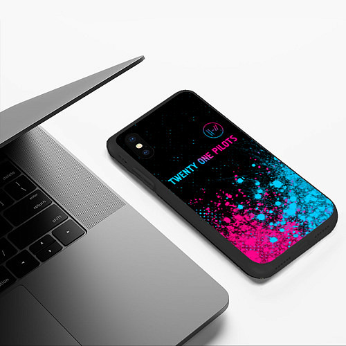 Чехол iPhone XS Max матовый Twenty One Pilots - neon gradient: символ сверху / 3D-Черный – фото 3