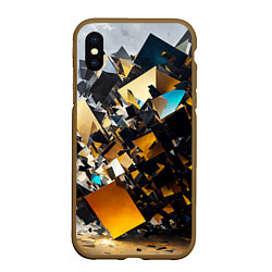 Чехол iPhone XS Max матовый Кубический взрывной импульс, цвет: 3D-коричневый