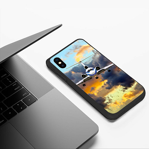 Чехол iPhone XS Max матовый Ту-154 Суровый закат / 3D-Черный – фото 3