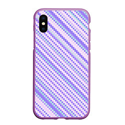 Чехол iPhone XS Max матовый Полосы пиксели розовый, цвет: 3D-фиолетовый
